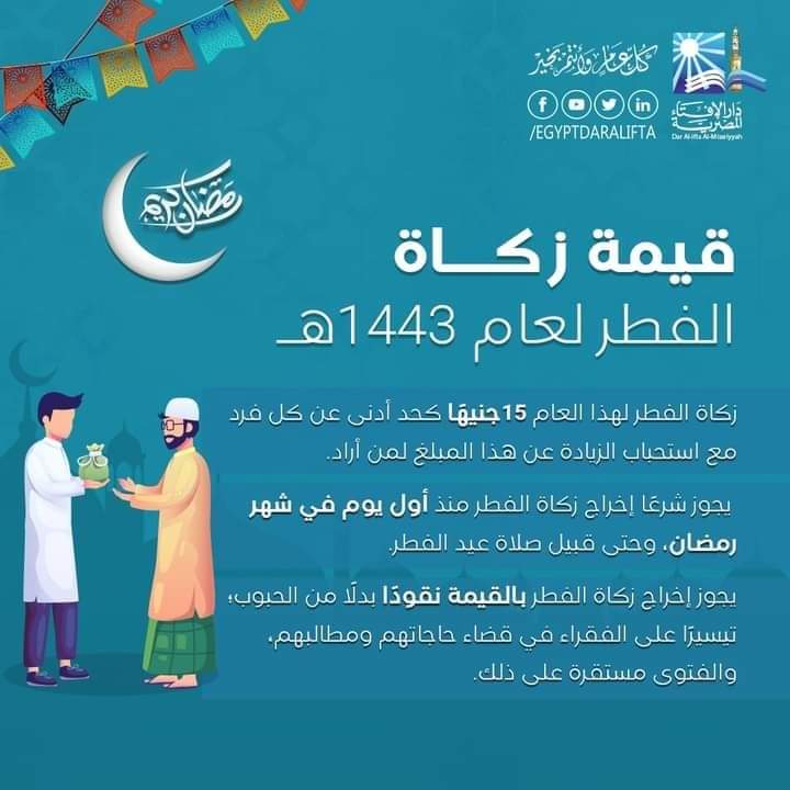 الافتاء: زكاة الفطر 15 جنيها مصريا