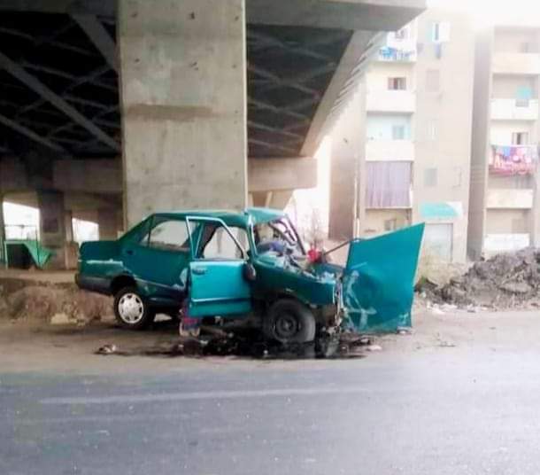 مصرع شخصين في حادث سيارة أسفل كوبري طما بسوهاج 