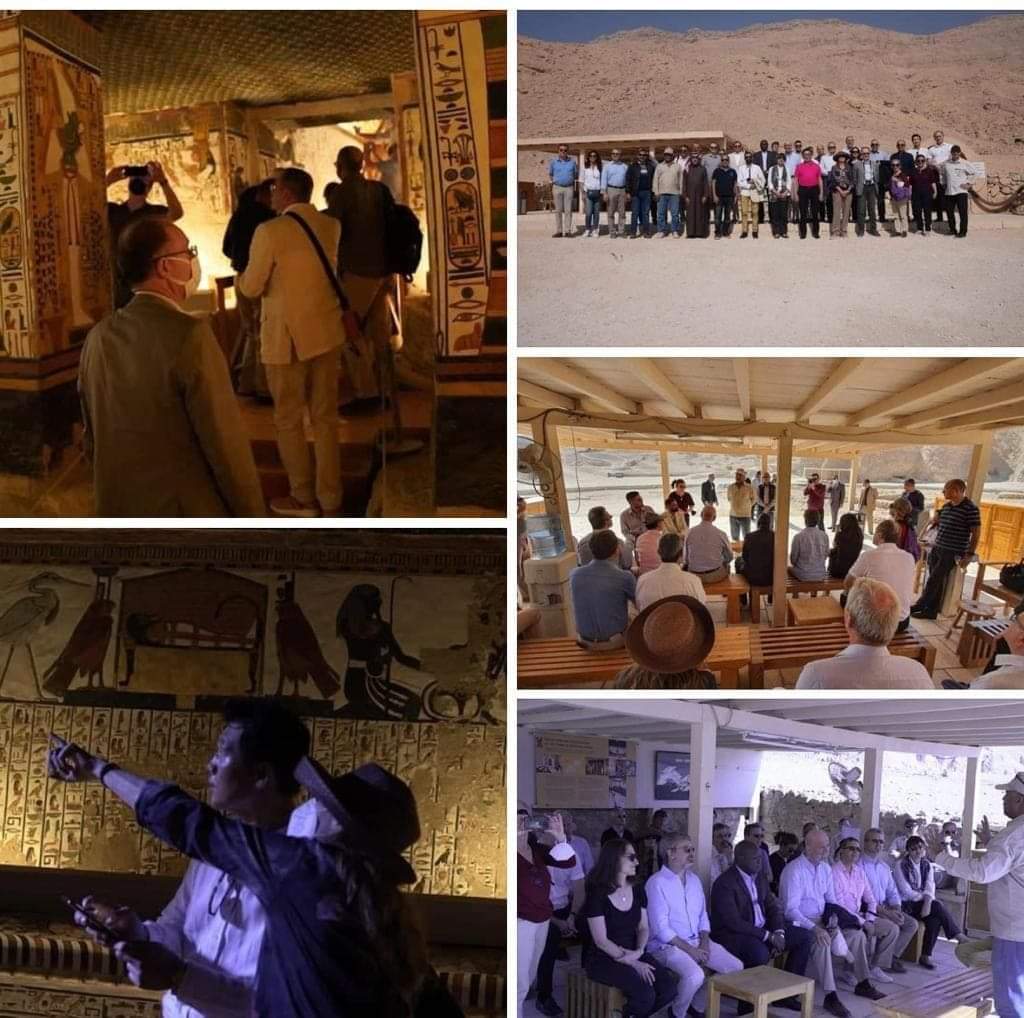  ٣٥ سفيراً من سفراء دول العالم يزورون البر الغربي ويعربوا عن انبهارهم بروعة مقبرة الملكة نفرتاري وبألوانها الزاهية 