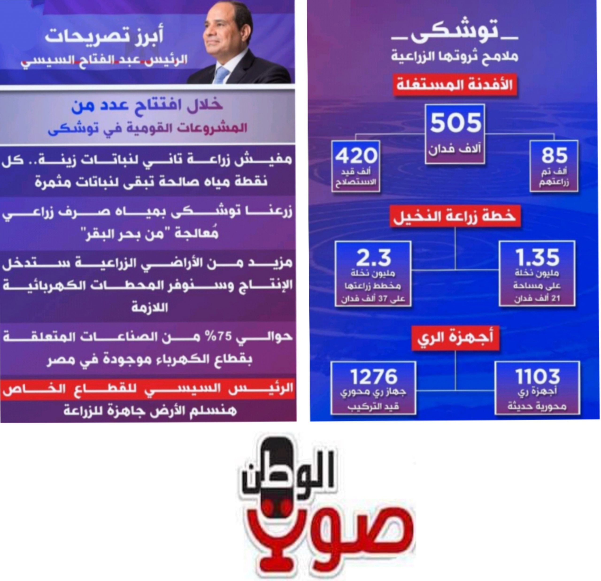 الرئيس يفتتح مشروعات عملاقه في توشكى الخير