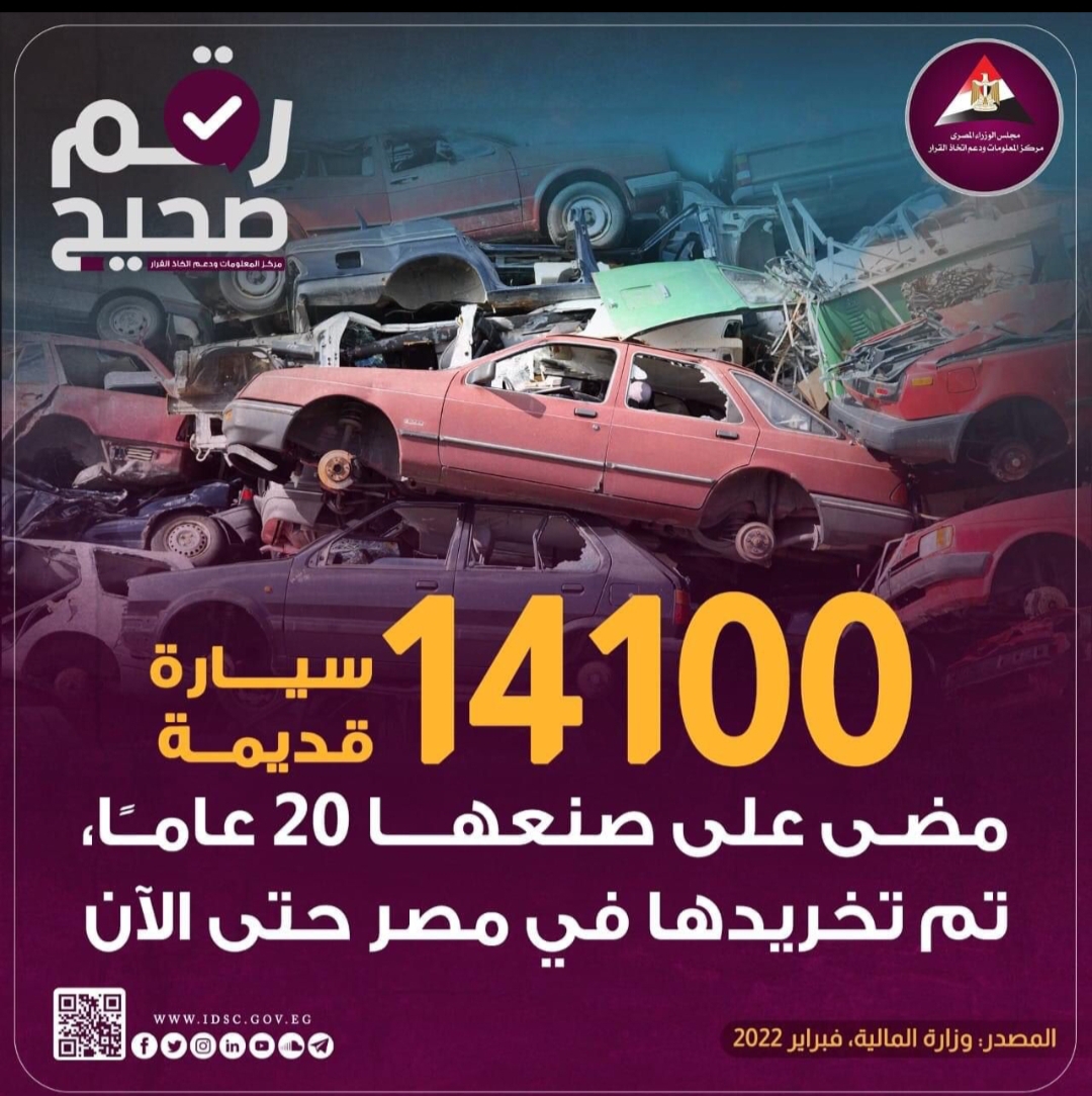 انفوجراف ..تخريد 14100 سيارة مضي على صنعها 20 عام