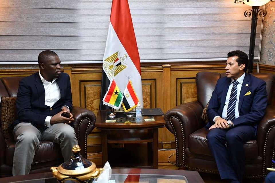 وزير الشباب والرياضة يبحث مع نظيره  الغاني تعزيز أطر التعاون المشترك بالمجال الشبابي والرياضي