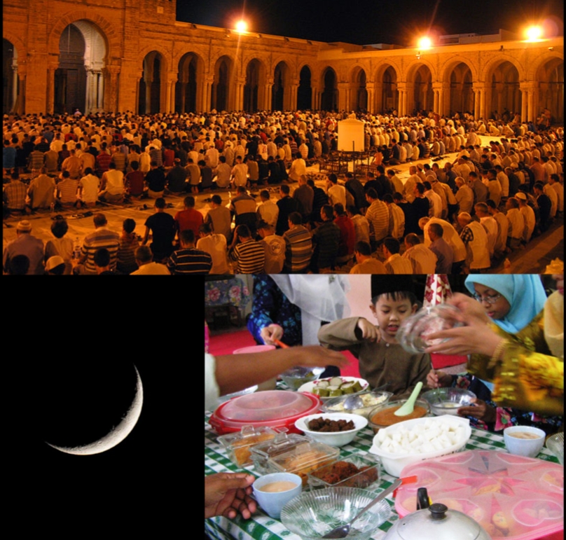 رمضان بكل شعائره التراويح والتهجد والاعتكاف وموائد الإفطار