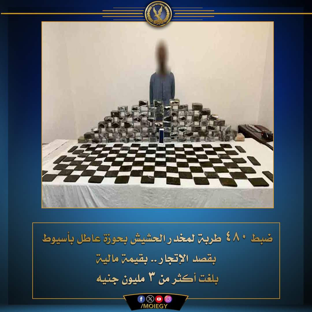 بالصور : ضبط سيارة محملة بالمخدرات بأسيوط