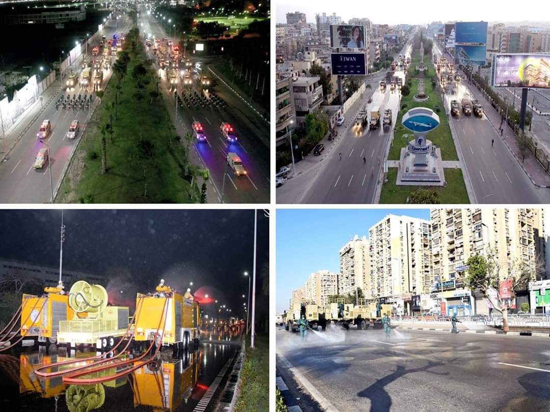 بالصور:القوات المسلحة تنفذ عمليات التعقيم والتطهير الوقائى لمحور صلاح سالم ووزارة التعاون الدولى