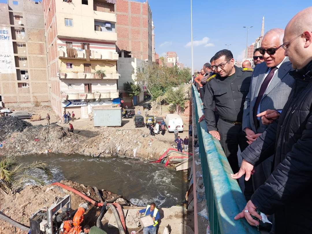 محافظ الجيزة يتفقد ميدانيا ً أعمال مشروع تحويل مسار مصرف ناهيا 
