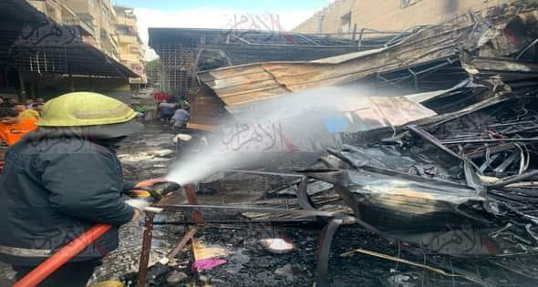 إنقاذ مسجد السيدة زينب من حريق مروع بعد احتراق 30 باكية وفرشة للباعة 