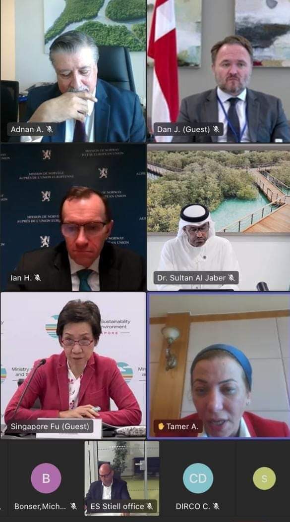 وزيرة البيئة تشارك عبر خاصية الفيديو كونفرانس في الاجتماع الثاني لرئيس مؤتمر المناخ COP28 مع الفرق الثنائية من وزراء البيئة والمناخ