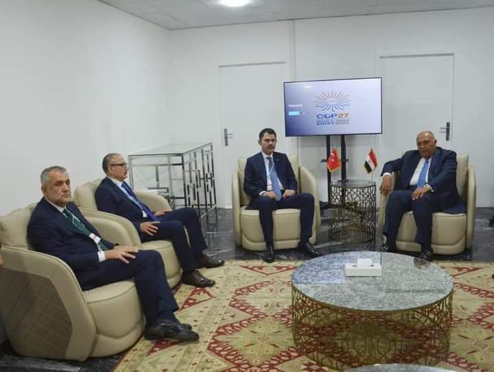 الوزير شكري رئيس مؤتمر COP27 يستقبل وزير البيئة التركى
